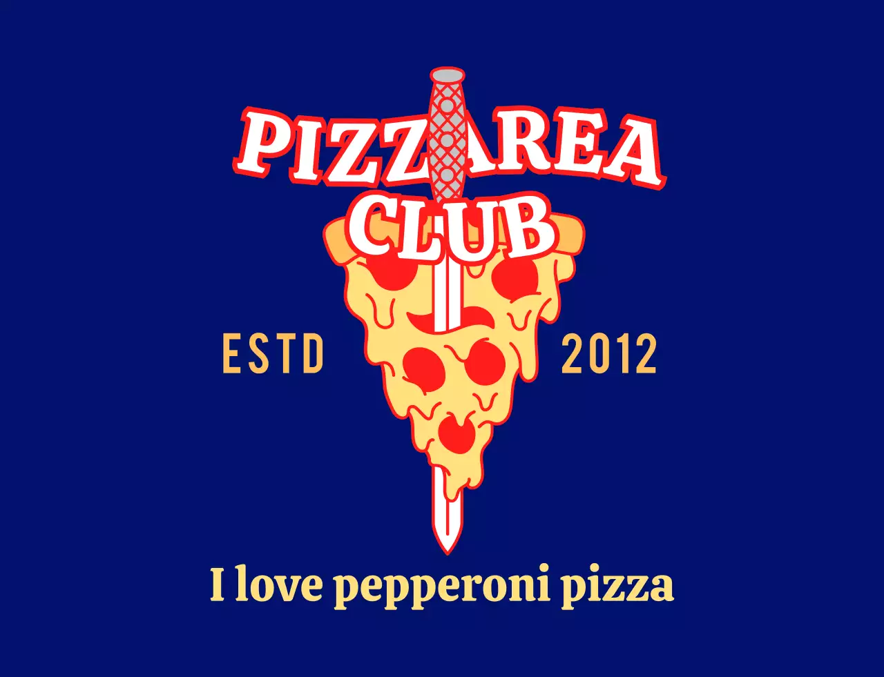 Staf restoran pizza yang trendi dengan warna merah dan kuning