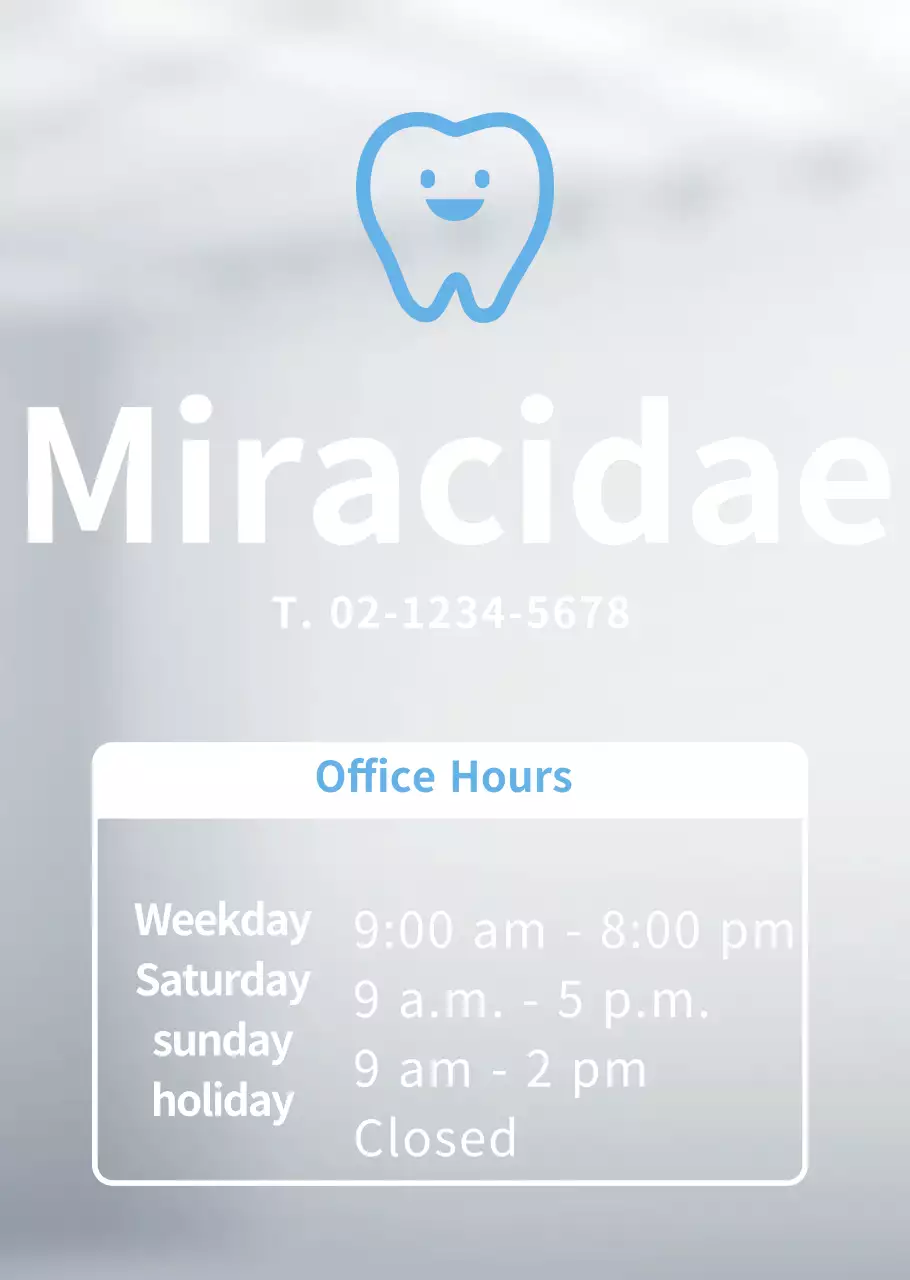 Light blue dental logo office hours poster for clinic