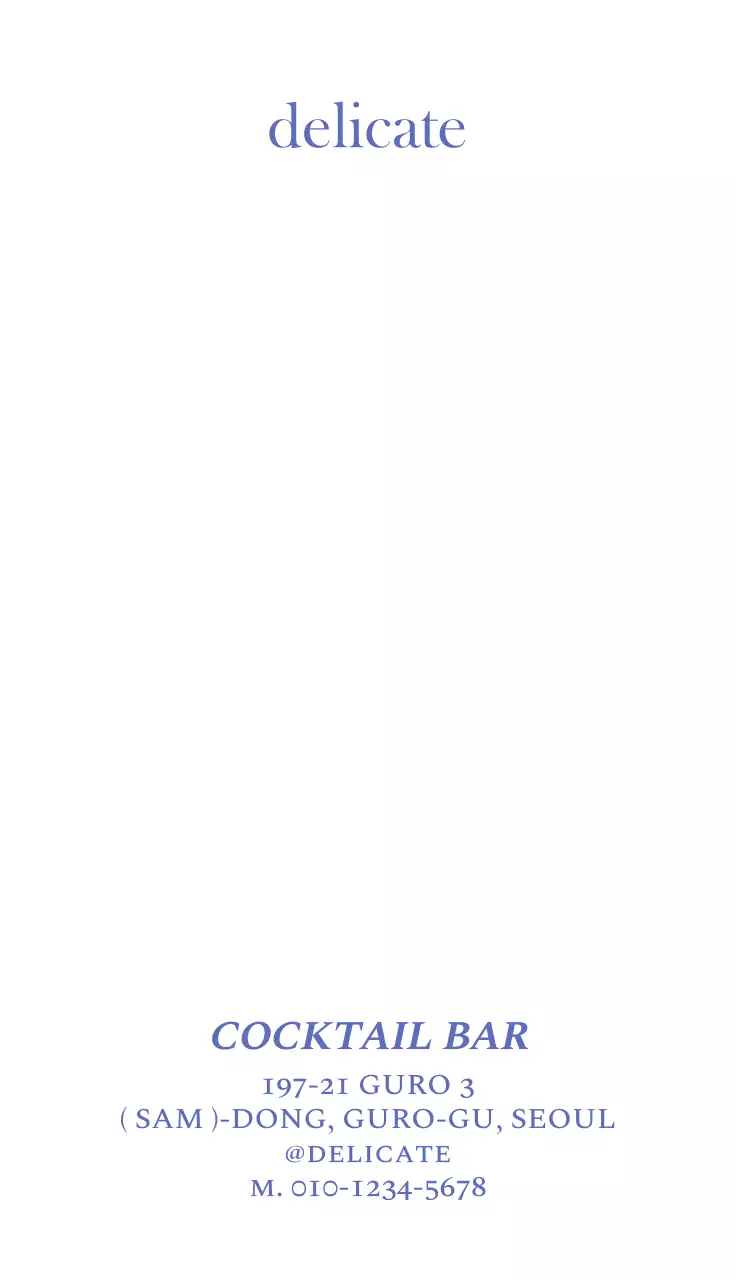 Kartu nama kafe yang cerah dengan warna biru muda dan putih