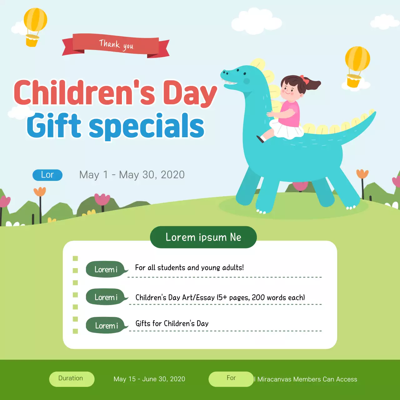 Blue Simple Children's Day Promotion Banner