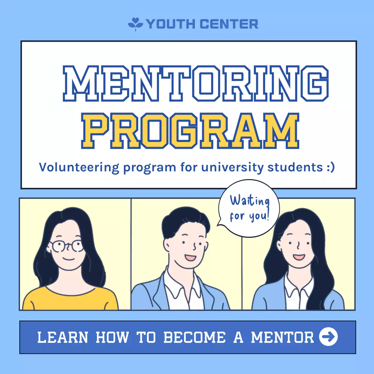 Blue Retro Mentoring Advertisement Instagram Carousel