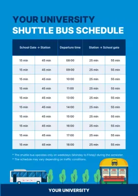Blue Simple Bus Schedule Notice Poster