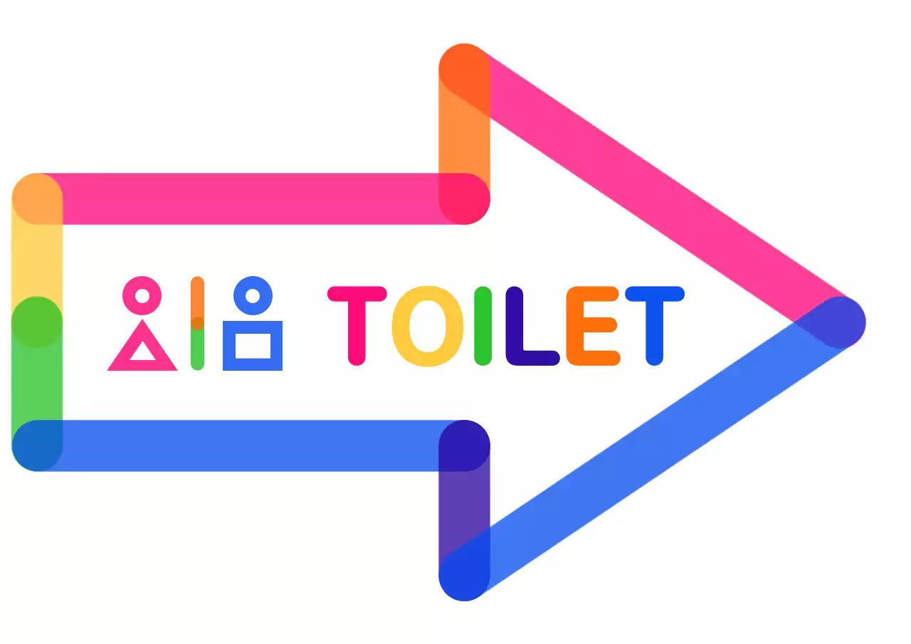 Colorful and cute icon-style toilet pictogram arrow guide