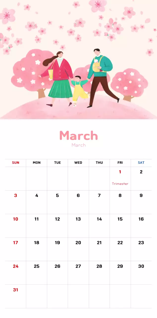 Lịch năm mới với hình ảnh minh họa ấm áp