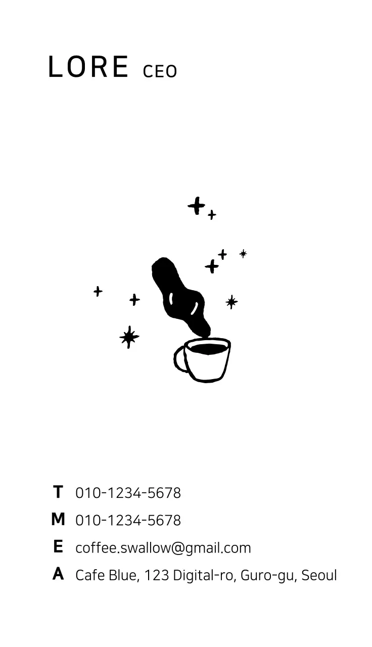 Kartu nama ilustrasi kopi yang digambar tangan untuk kafe