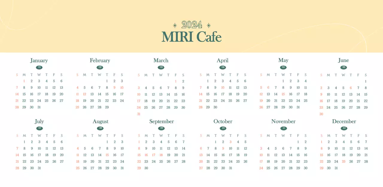 Cafe calendar with drink of the month recommendations