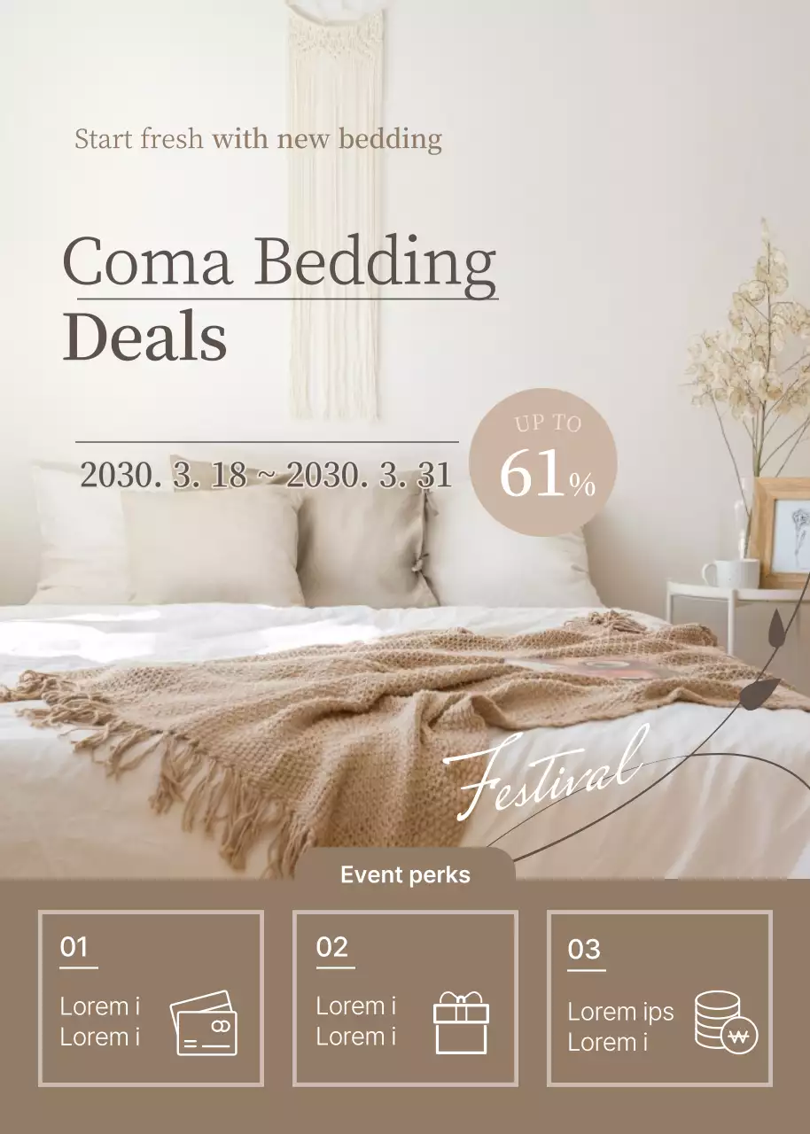 Poster Promosi Tempat Tidur Minimalis Beige