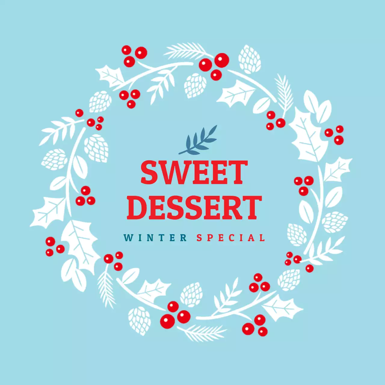 Light blue illustration Christmas dessert packaging label