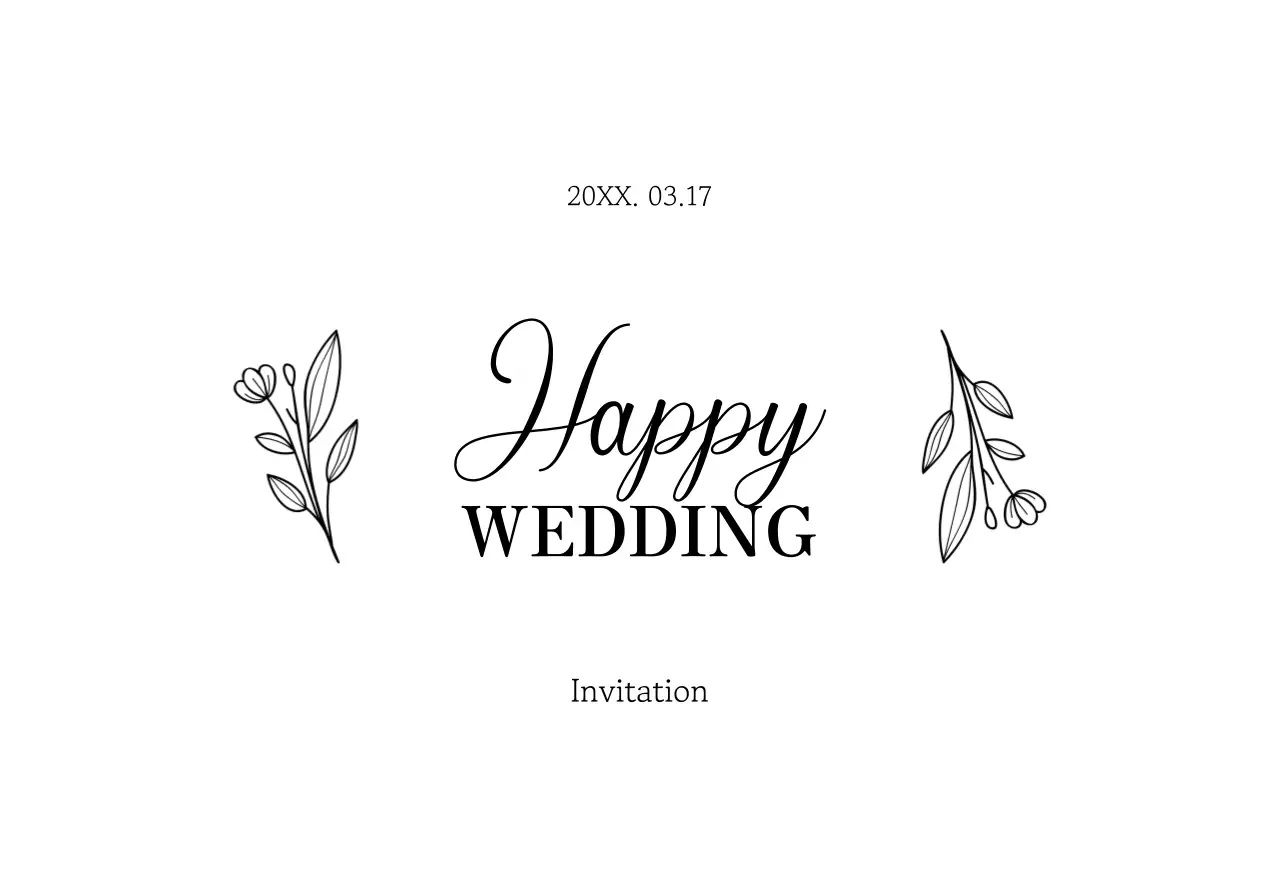A classy wedding invitation envelope with black text and floral illustrations.
