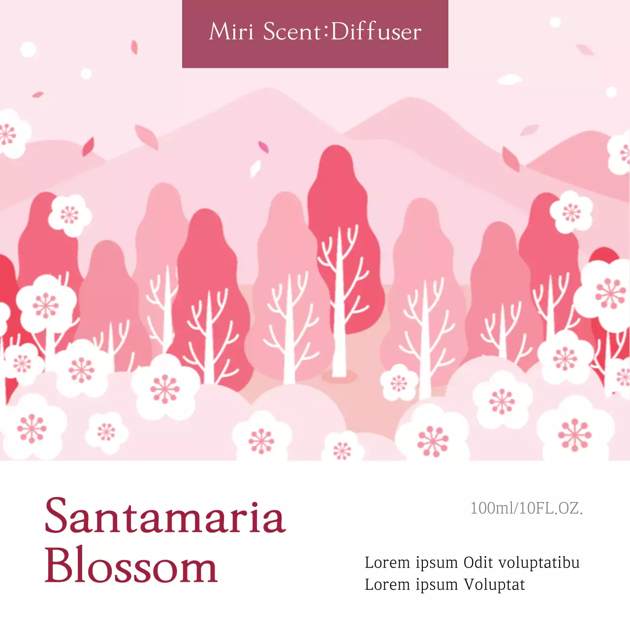 Màu hồng minh họa nhãn nước hoa gọn gàng