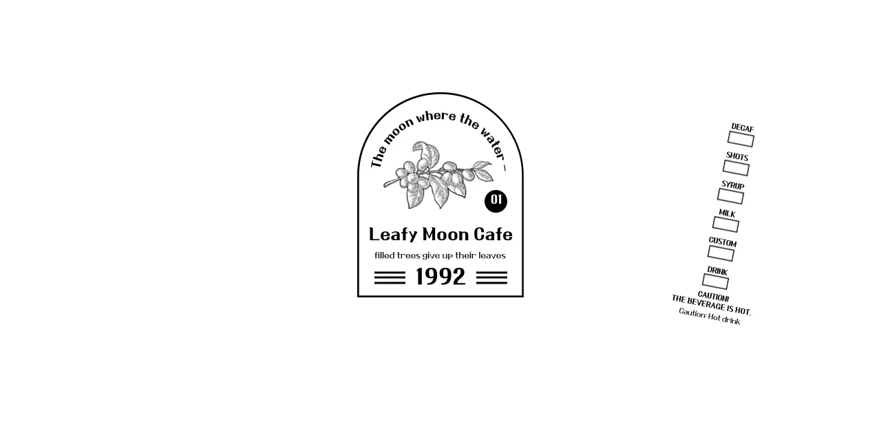 Promote and inform your cafe with a clean, black-and-white emblem logo