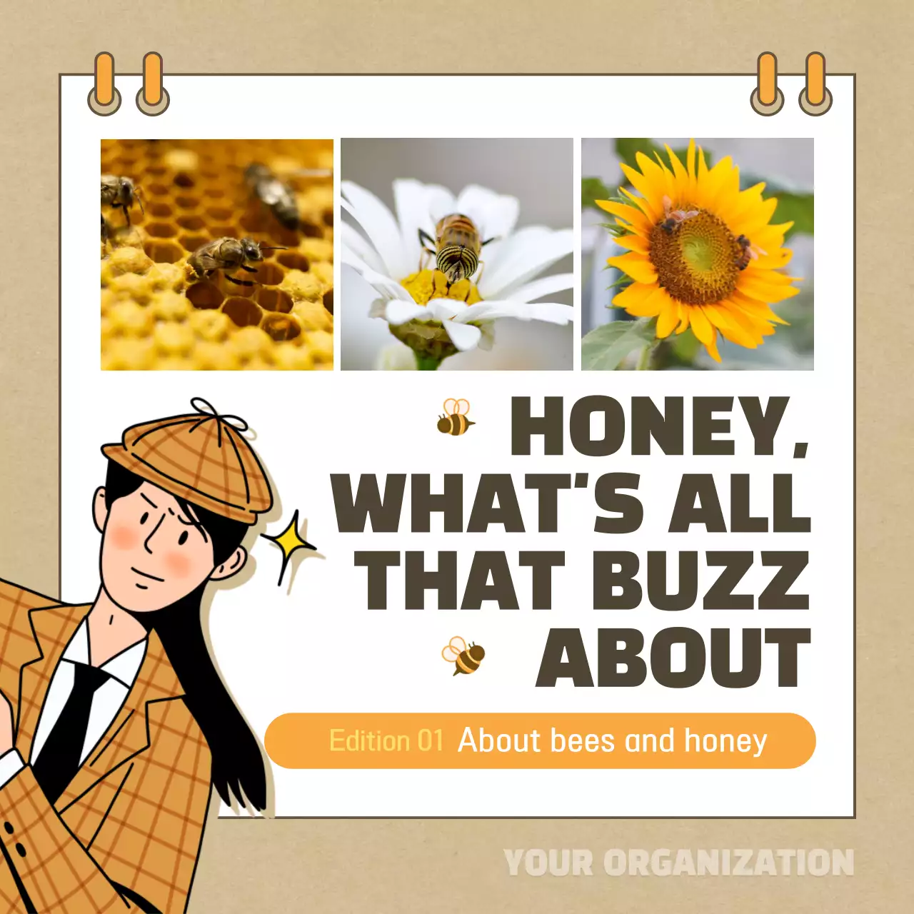 Beige Traditional Bee Guide Instagram Carousel