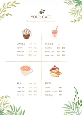 Beige Rustic Cafe Menu Poster