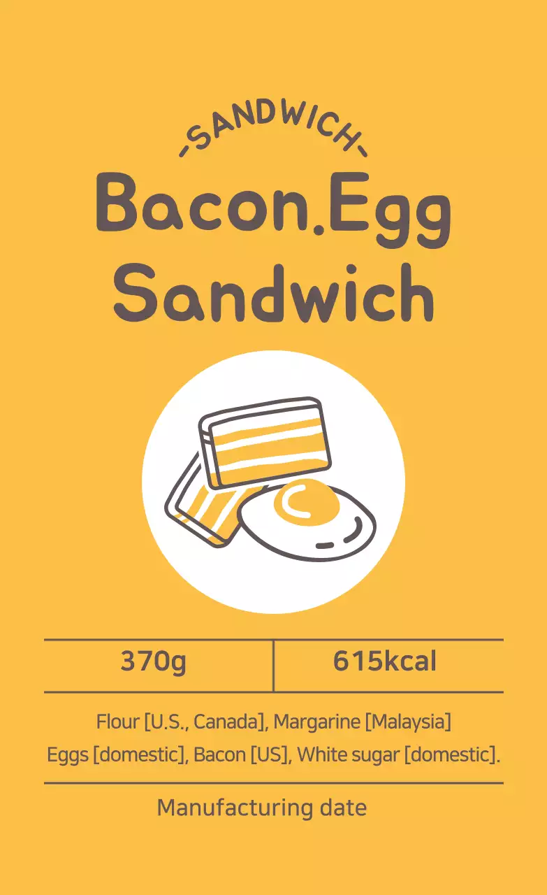 nhãn bánh sandwich minh họa màu vàng