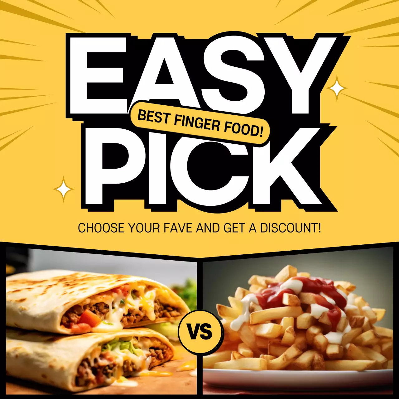 Yellow Bold Food Promotion Social Media Post