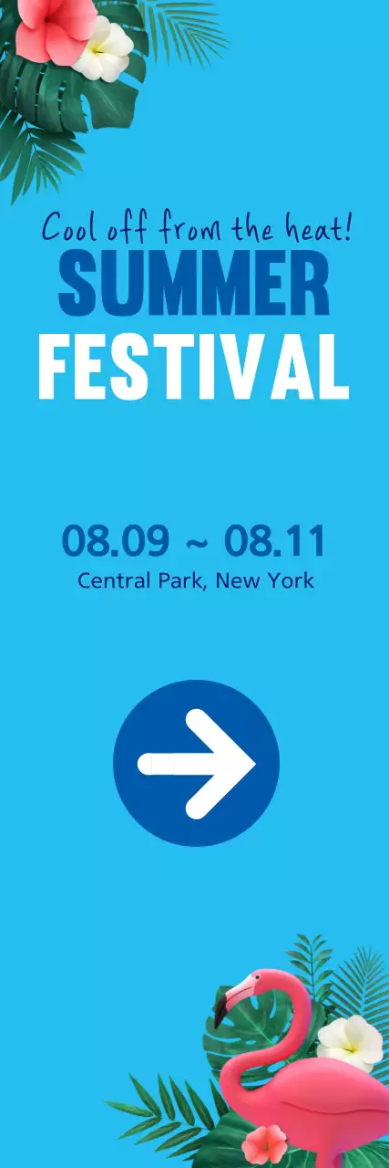 Banner de promoção do festival tropical azul