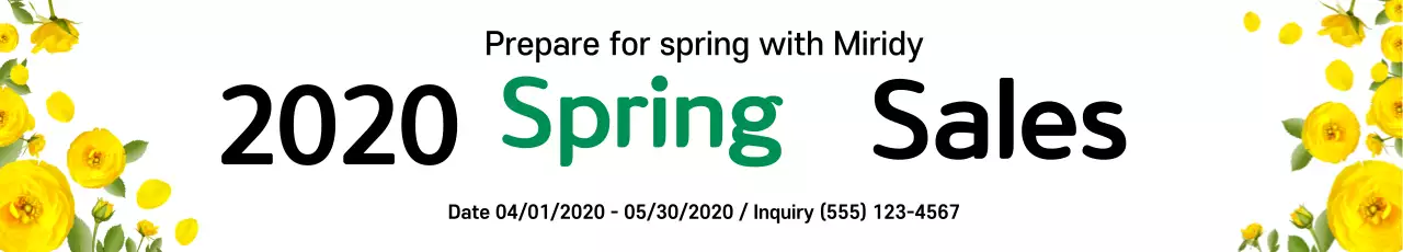 Banner de promoção de primavera com flores amarelas