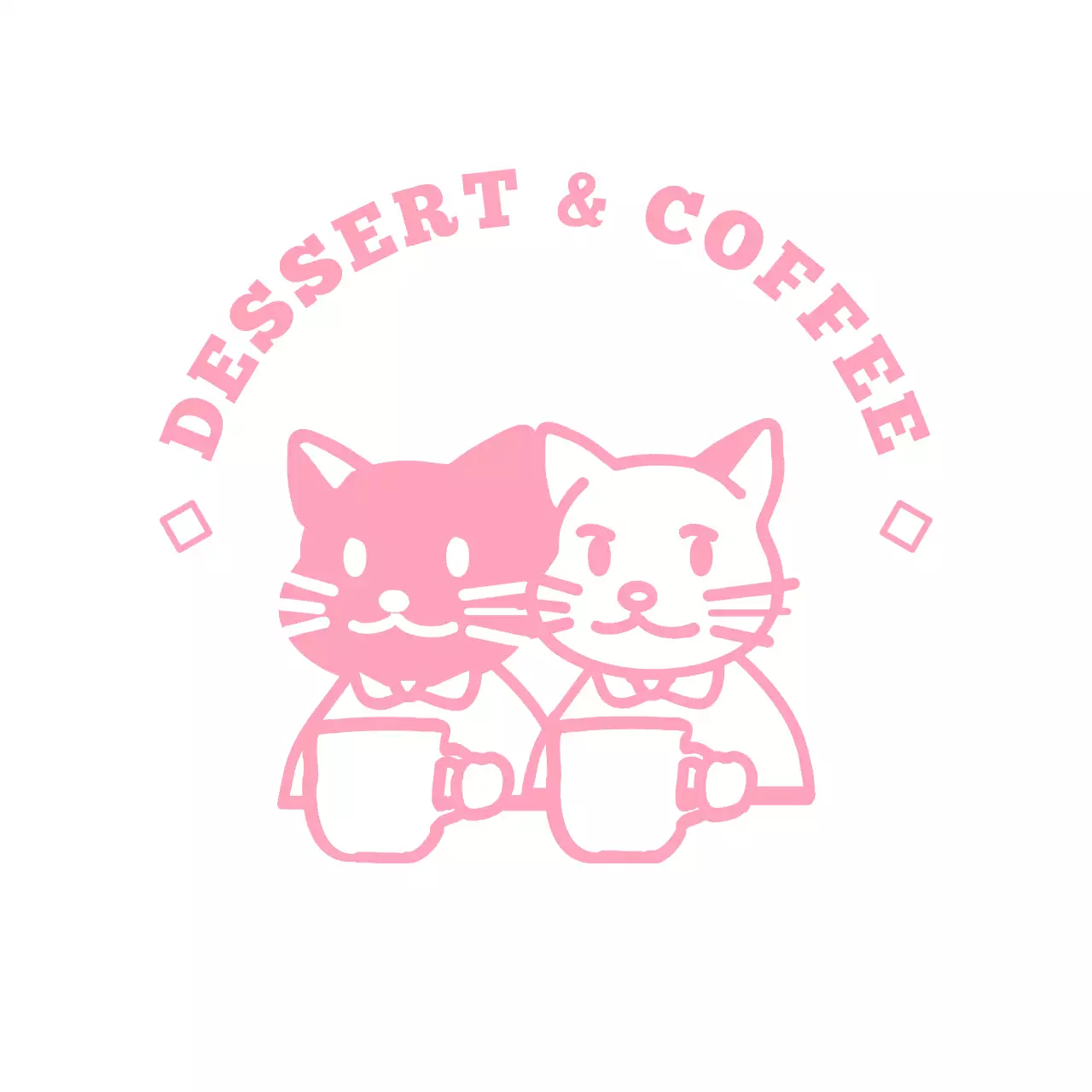 Cute cat character logo in pink color