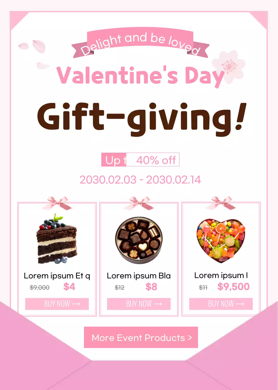 Poster Promosi Valentine Modern Berwarna Pink