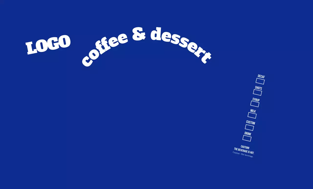 Kafe teks huruf sederhana berwarna biru