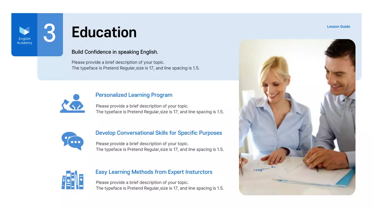 Blue Professional Language Course Invitation Presentation
