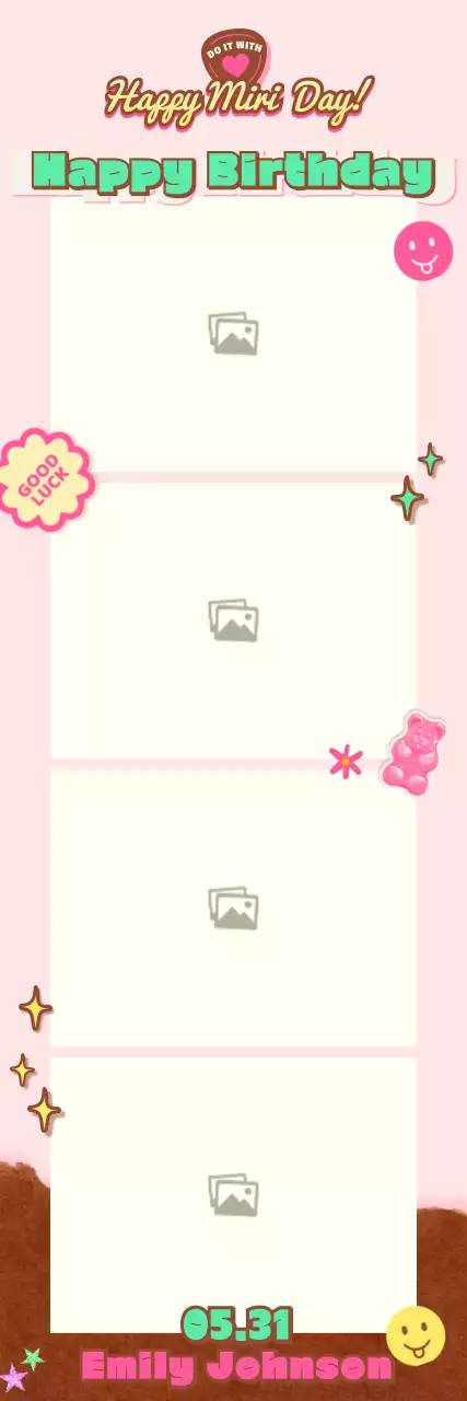 Banner de cartão de aniversário rosa brincalhão