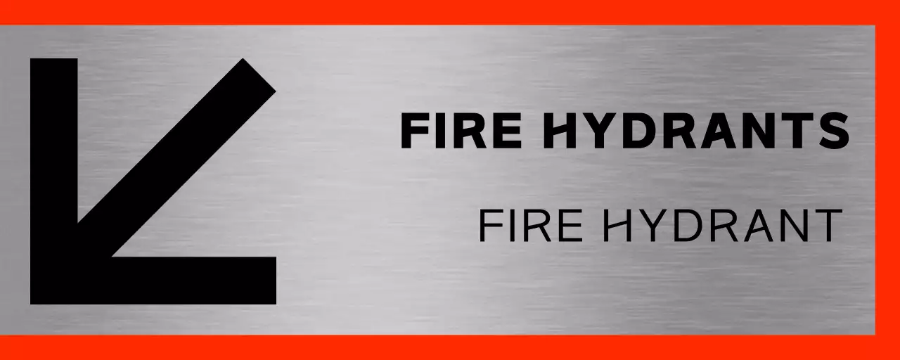 Fire hydrant locations with large black and red arrows