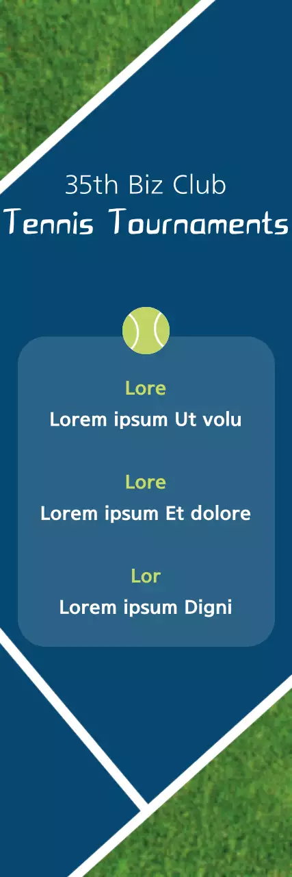 Banner de evento de tênis minimalista azul