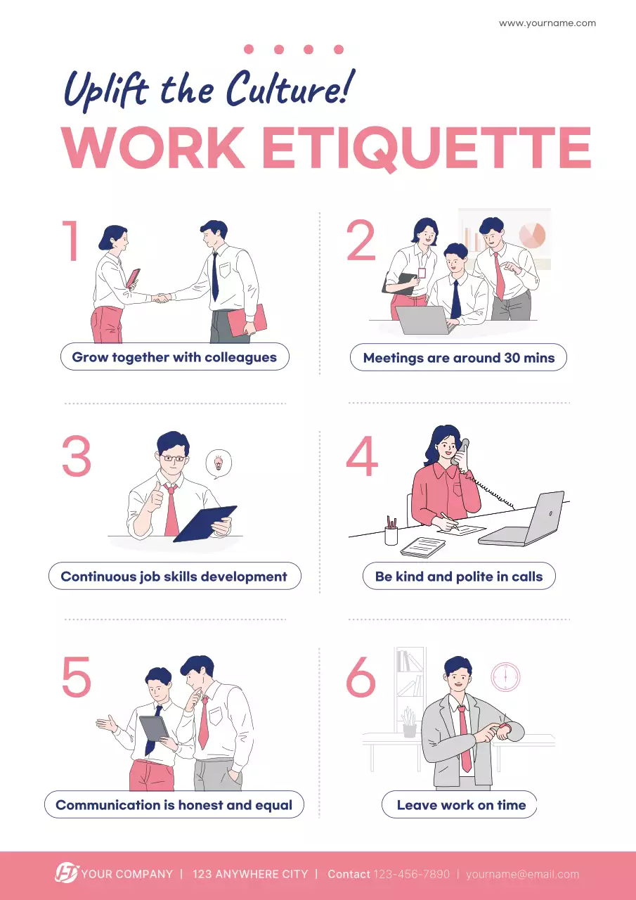 Pink Simple Work Guide Poster