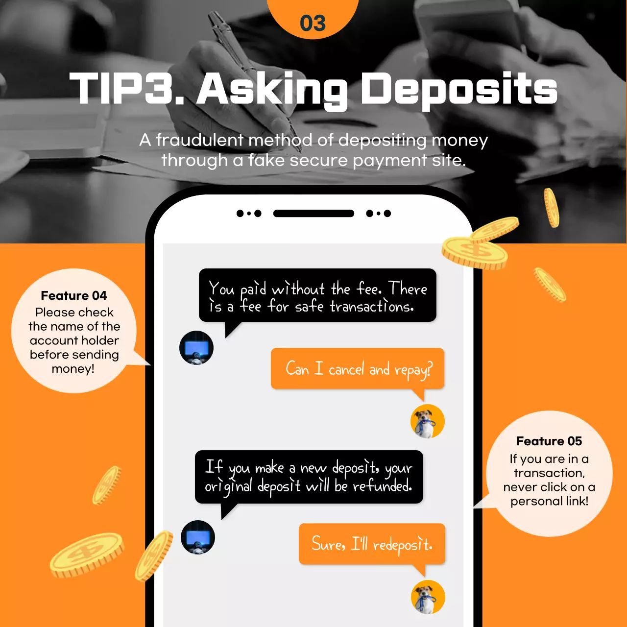 Orange Modern Online Scams Guide Instagram Carousel