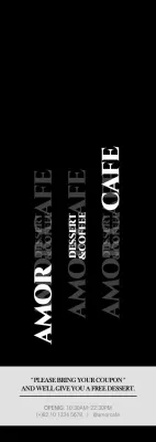 Gaya tipografi sederhana dalam warna hitam dan putih untuk pengumuman dan promosi acara kafe