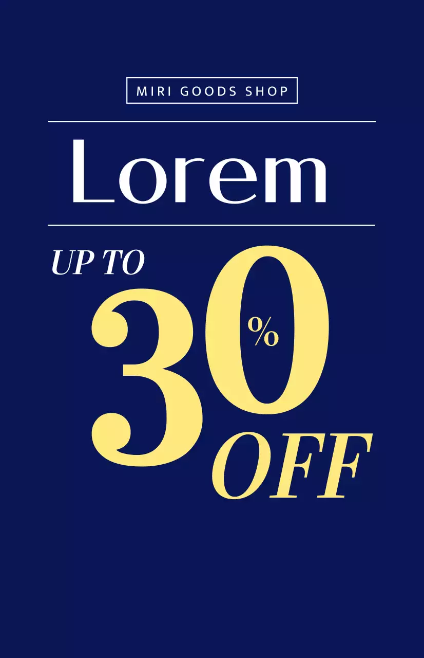 Summer sale window flag with navy background and yellow font accents