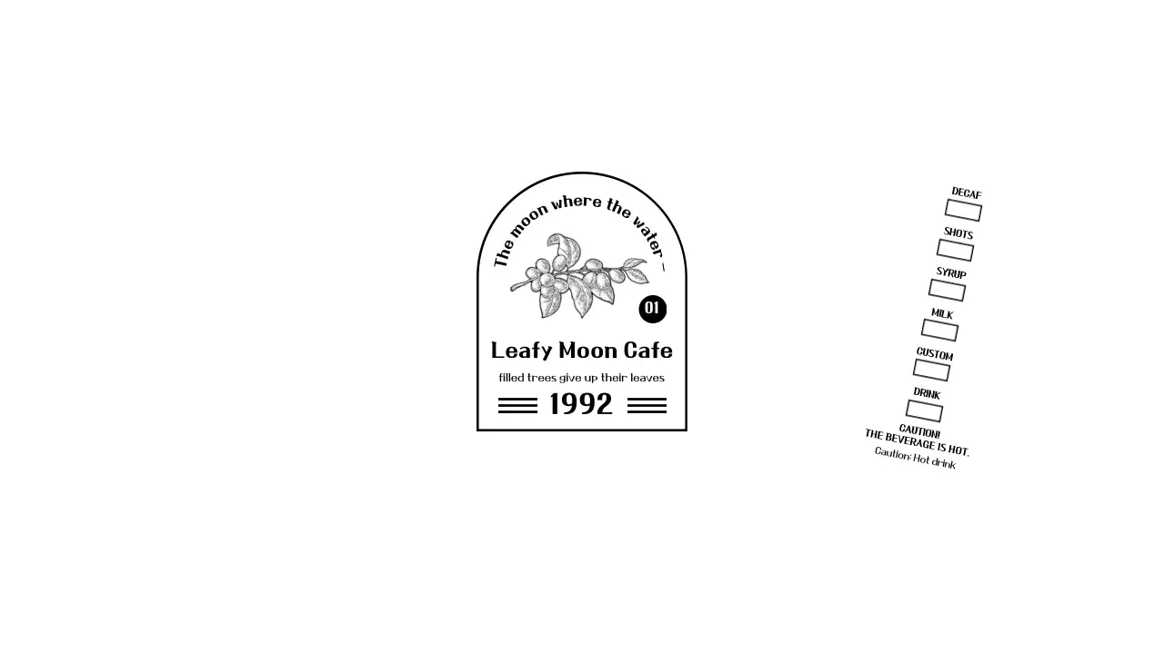 Promote and inform your cafe with a clean, black-and-white emblem logo