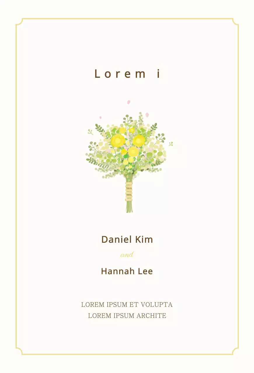 Postal de convite de casamento com bouquet