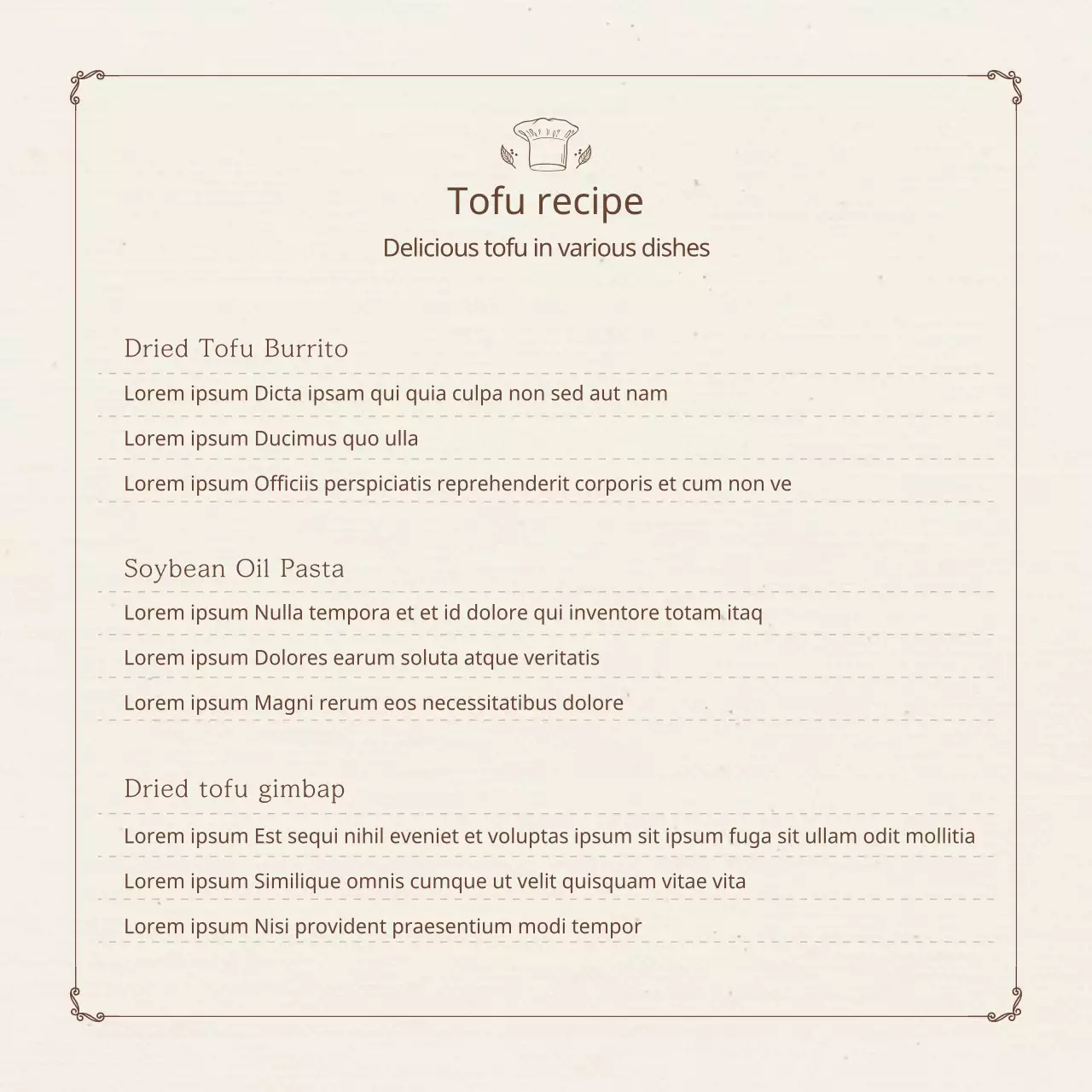 Descrição da marca tofu calmante quadrado