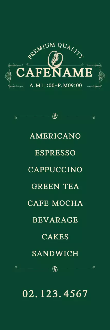 Banner de menu do Green Classic Cafe