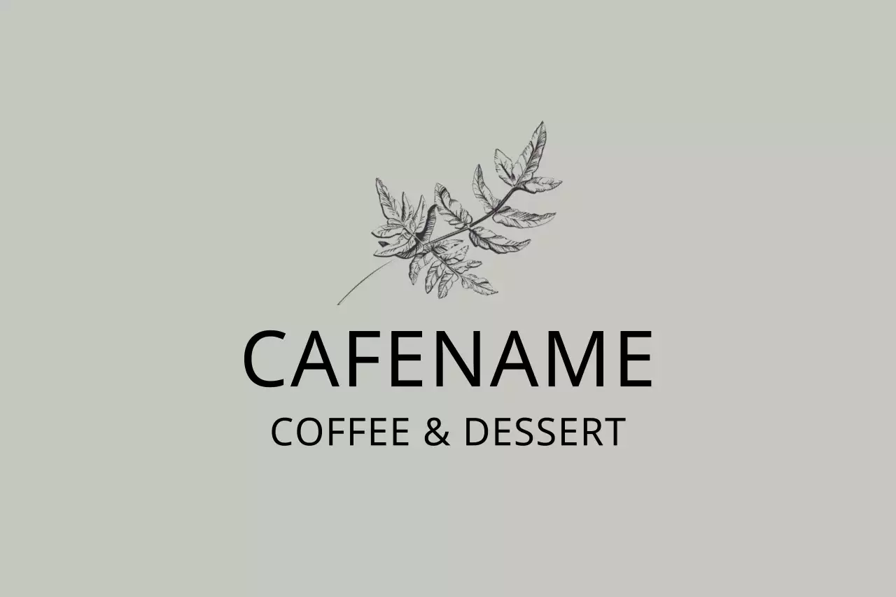 Grey Botanical Cafe Logo Banner