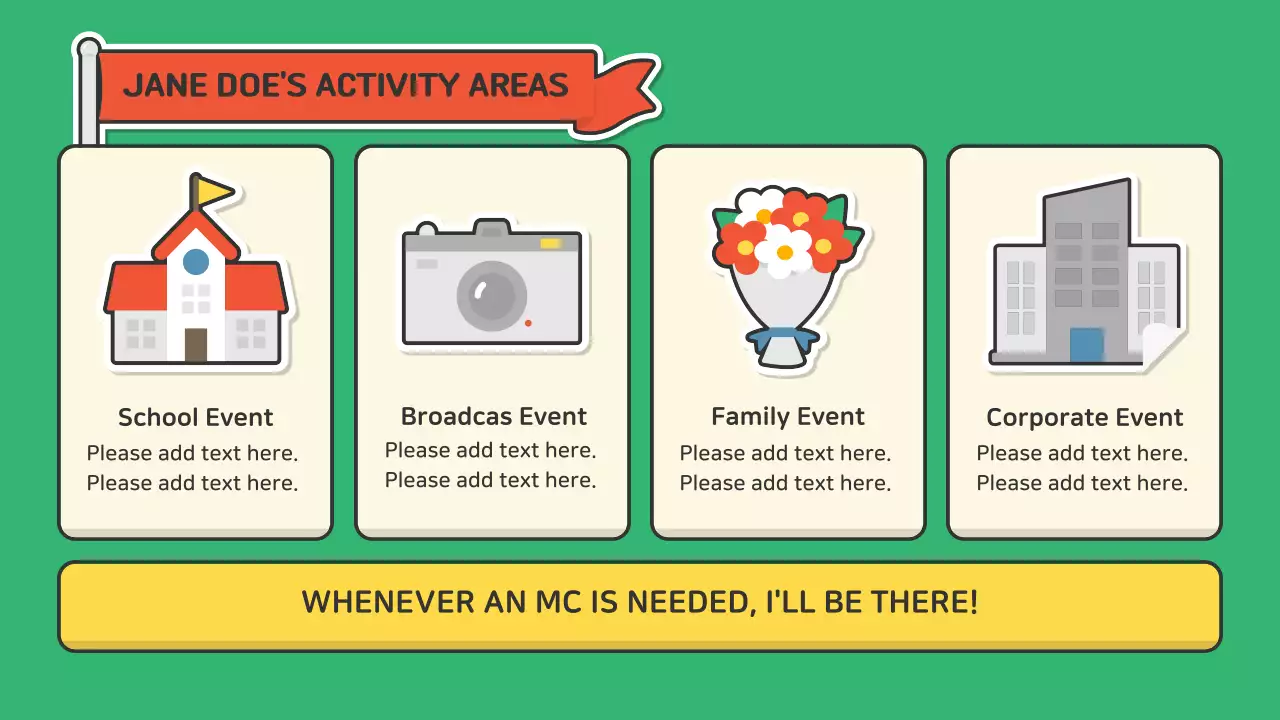 Green Playful Mc Portfolio Advertisement Presentation