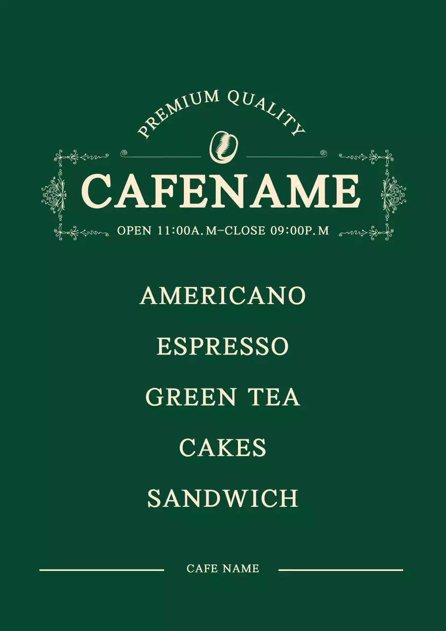Green Vintage Cafe Menu Poster