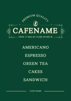 Green Vintage Cafe Menu Poster