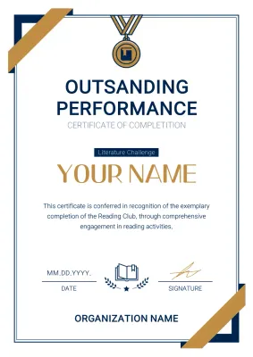 Blue Elegant Performance Certificate