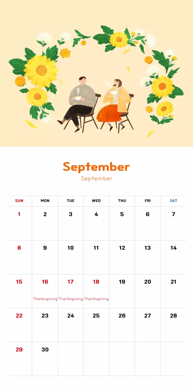 Lịch năm mới với hình ảnh minh họa ấm áp