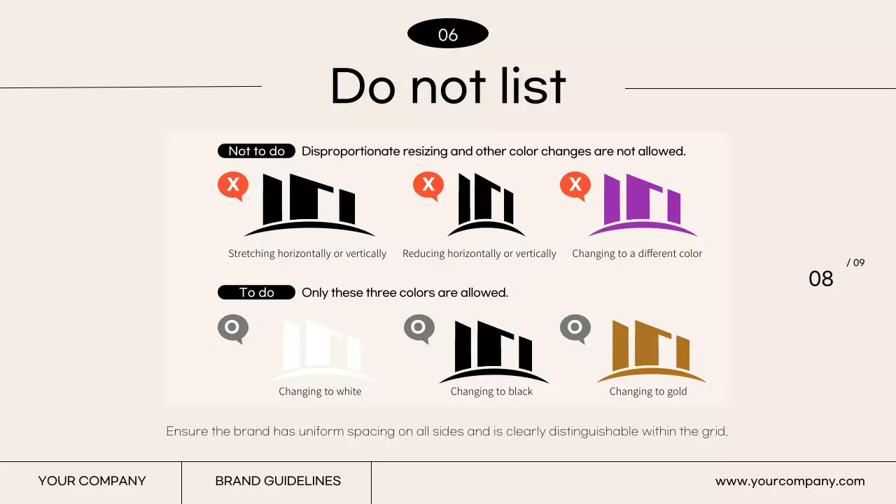 A simple brand guideline with ivory and orange colors