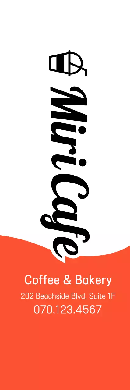 Promote a cafe and bakery with a simple concept in orange and black.