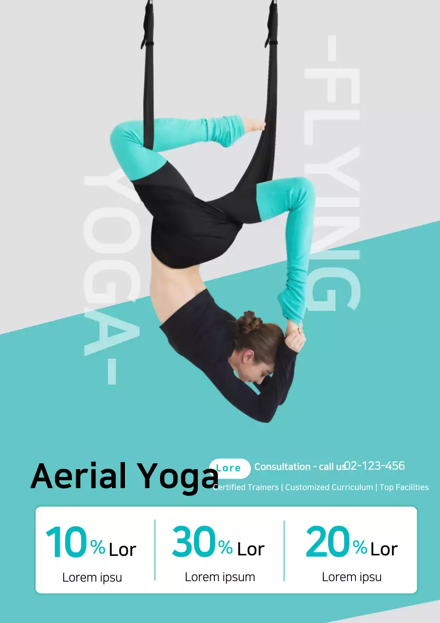 Simple flying yoga promotional banner in mint color