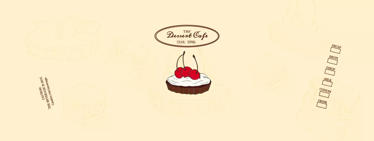 Promote and inform cafes with an emotional logo in reddish brown and pale yellow.