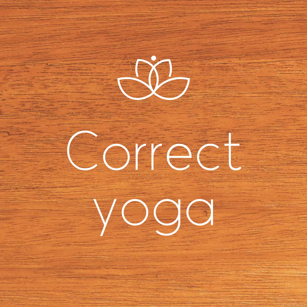 Simple wooden plaque with yoga school-related text and logo illustration