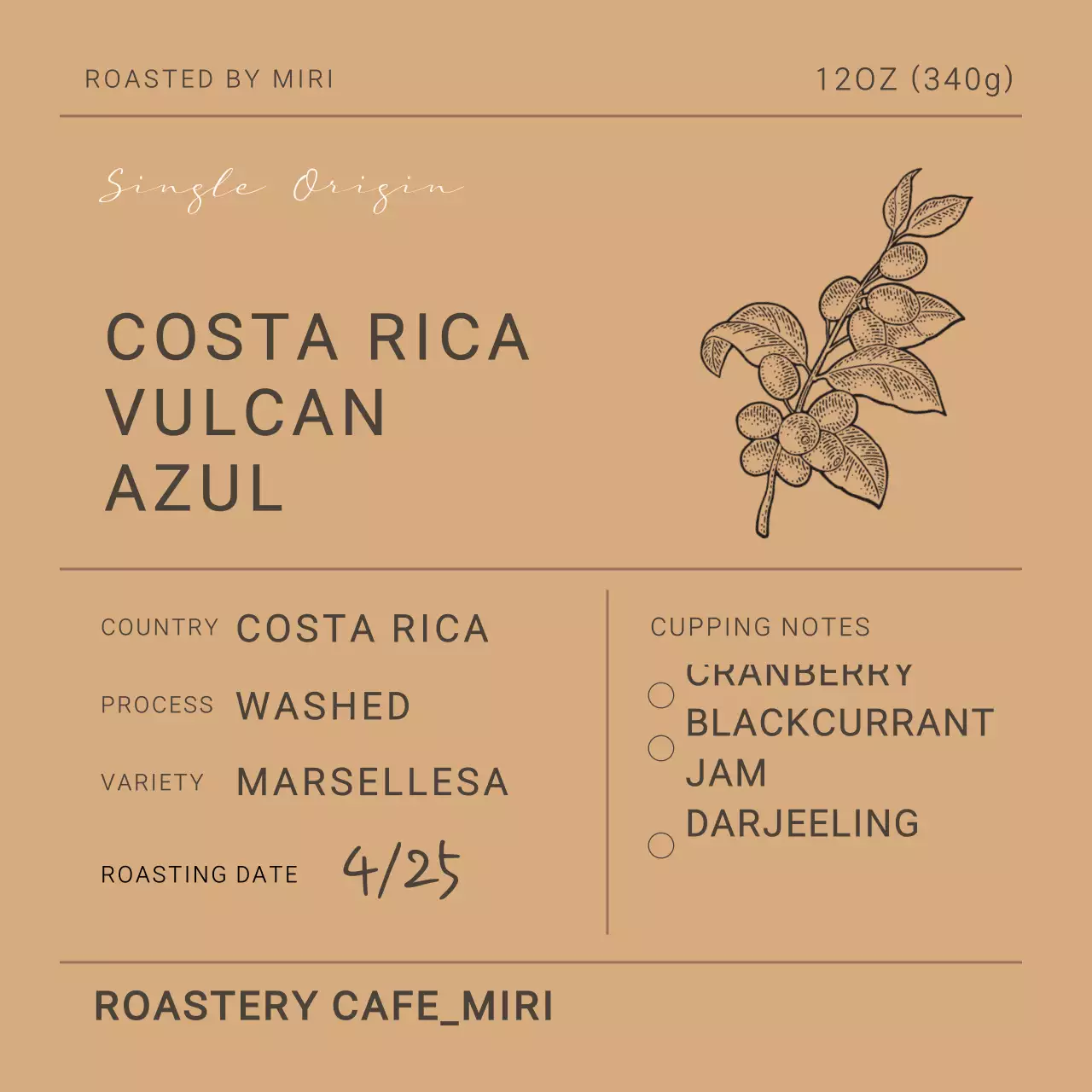 Stiker kemasan biji kopi