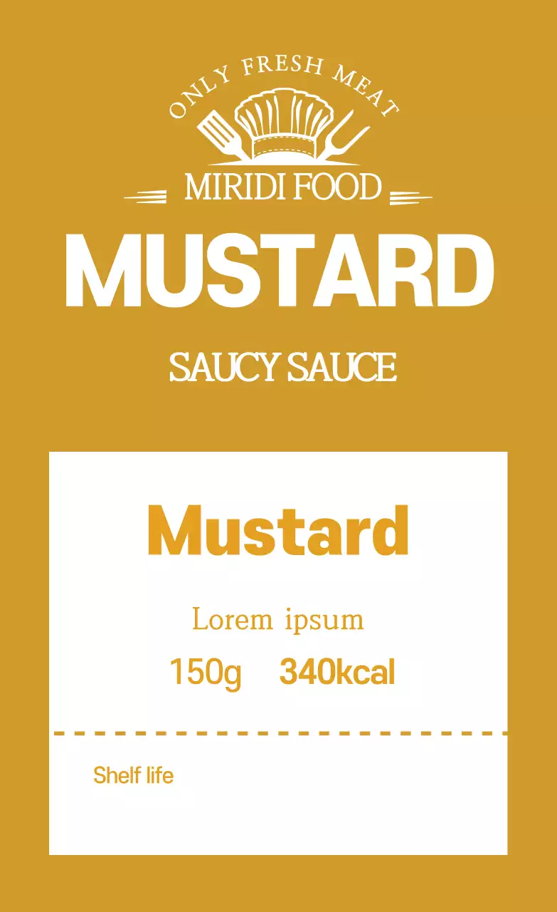 Logo kuning label saus mustard makanan yang rapi