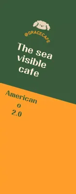 Um bonito logotipo verde e laranja de um café, guia de menu e promoção.